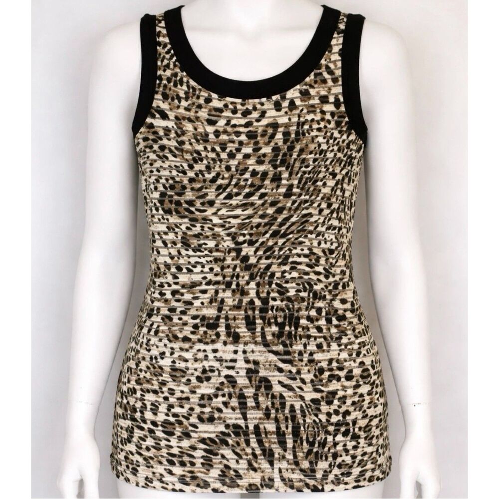 Chico’s Travelers Leopard Print Sleeveless Tank Top Women’s 0 (4/6) Stretch